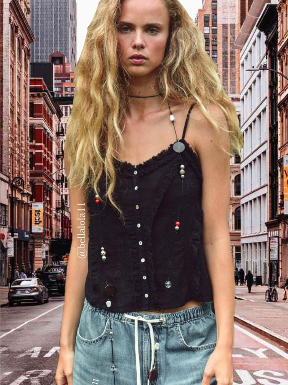 NEW ZARA EMBROIDERED BLACK TOP